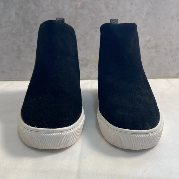 Steve Madden Zaci Wedge Sneaker Boot Black Suede Leather Faux Snakeskin Size 7M - Picture 3 of 13